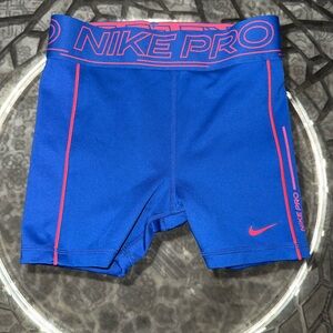 Nike Kids Pro Blue Shorts with Pink Accents